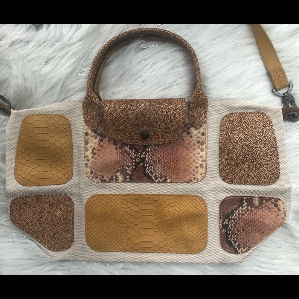 Rare Longchamp bag snakeskin trim